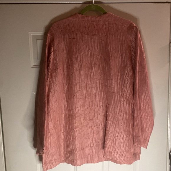 Peach Rayon Top 1990s, Vintage Jacket, w/ Single Gem Closure Spring/Summer Sz XL - Picture 6 of 8